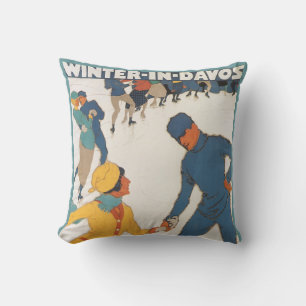 Klassieke Reizen, Art Deco, Winter Davos Zwitserla Kussen