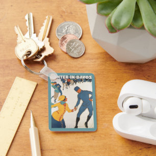 Klassieke Reizen, Art Deco, Winter Davos Zwitserla Sleutelhanger