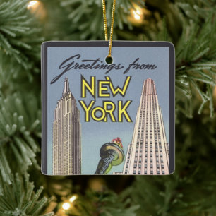 Klassieke Reizen, Bekende New York City Bezienswaa Keramisch Ornament