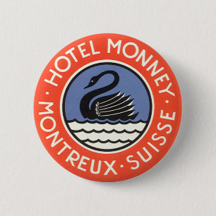 Klassieke Reizen, Zwanenvogel Hotel Monney Zwitser Ronde Button 5,7 Cm