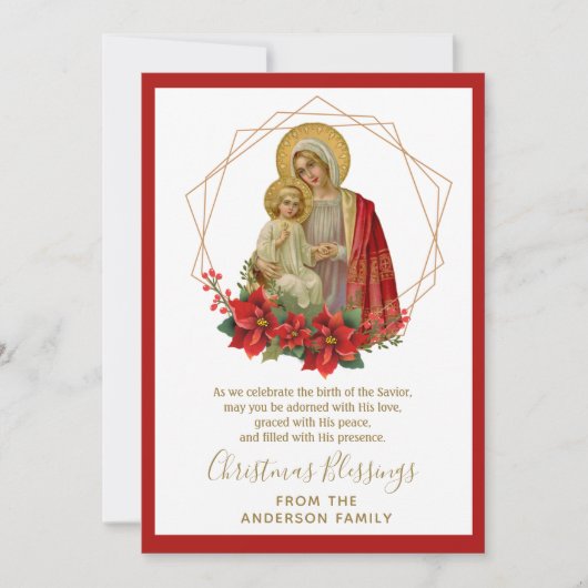 Klassieke Religieuze Kerst Maagd Maria Jezus Feestdagenkaart (Voorkant)