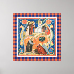 Klassieke religieuze paaskunst met buffelruitjes canvas afdruk
