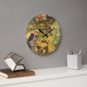 Klassieke religieuze wandtapijt met baby Jezus Chr Grote Klok