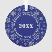 Klassieke Rendier Blue Snowflake Ornament (achterkant)