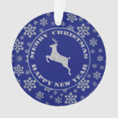 Klassieke Rendier Blue Snowflake Ornament (voorkant)