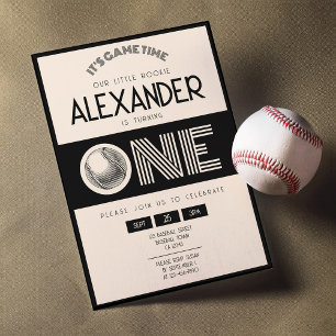 Klassieke Retro Black Baseball 1e verjaardag Kaart