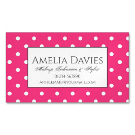 Klassieke Retro Bright roze polaire dot Magnetisch Visitekaartje