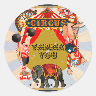 Klassieke Retro Circus Verjaardagsfeest Favor Ronde Sticker