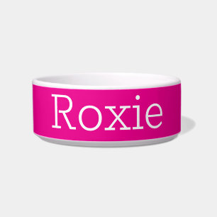 Klassieke Retro Effen Kleur Hot Pink Magenta Naam Voerbakje