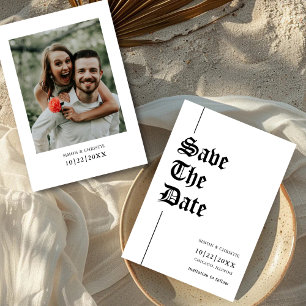 Klassieke Retro Foto Zwart-Wit Huwelijk Save The Date