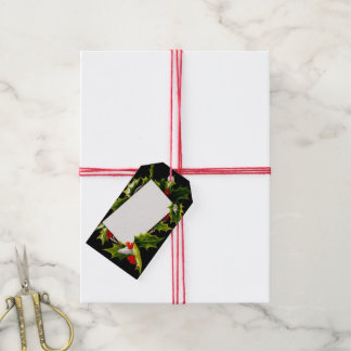 Klassieke Retro Hulstgroen Zwart Kerst Cadeaulabel