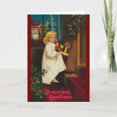 Klassieke Retro Kerst Kunst Kaart (Voorkant)