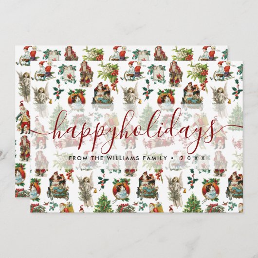 Klassieke Retro Kerst Prettige Feestdagen Feestdagenkaart (Voorkant / Achterkant)