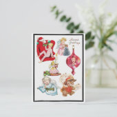 Klassieke Retro Kerst Seizoensgroeten Feestdagenkaart (Staand voorkant)