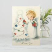 Klassieke Retro Kerstboom Engel Feestdagenkaart (Staand voorkant)