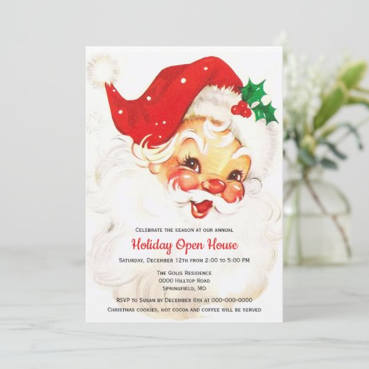 Klassieke Retro Kerstman Kerstmis Kaart (Staand voorkant)