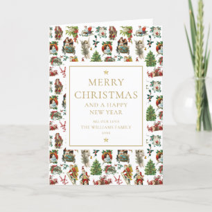 Klassieke Retro Kerstmis Feestdagen Kaart