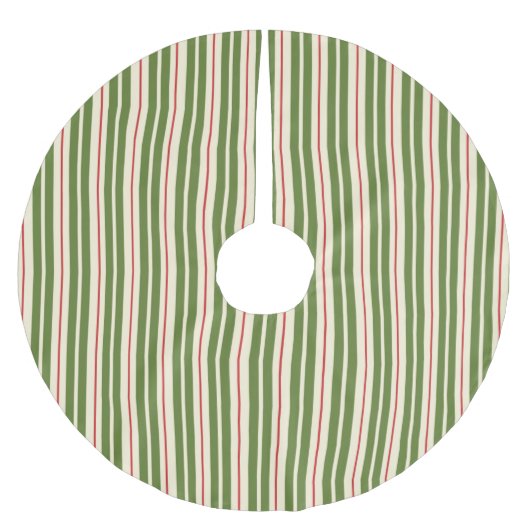 Klassieke Retro kerststrepen Olive Cream Red Kerstboom Rok (Voorkant)