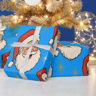 Klassieke Retro Knipogende Kerstman Kerstmis Cadeaupapier