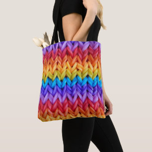 Klassieke Retro Knit Rainbow-Canvas tas