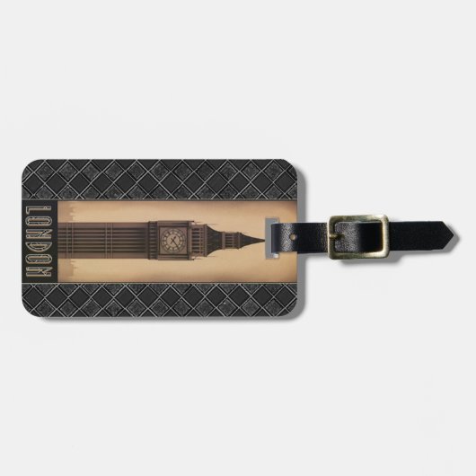 Klassieke  Retro London Big Ben Designer Bagagelabel (Voorkant horizontaal)