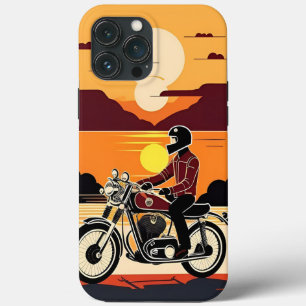 🏍️ Klassieke Retro Motorrijder in een Gloeiende Z iPhone 13 Pro Max Hoesje