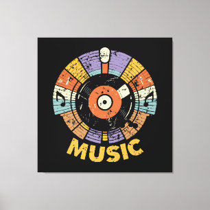 klassieke retro muziek canvas afdruk