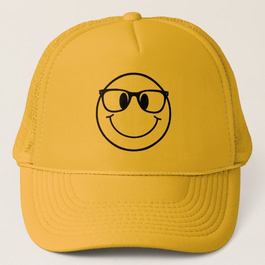 Klassieke Retro Nerd Geek Face glimlacht glimlache Trucker Pet (Voorkant)