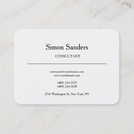 Klassieke Retro Plain Simple Minimalist White Visitekaartje (Voorkant)