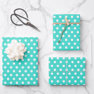 Klassieke Retro Polka Dots Turquoise Blauw & Wit Inpakpapier Vel