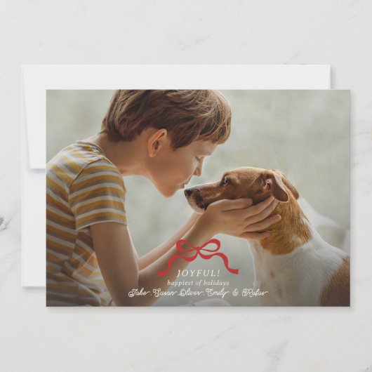 Klassieke retro rode kerst boog foto feestdagenkaart (Voorkant)