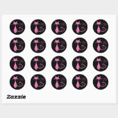 Klassieke Retro Roze keuty Cat Heart Tail Monogram Ronde Sticker (Vel)