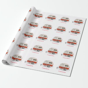 Klassieke Retro Teardrop Camper Thunder_Cove Cadeaupapier