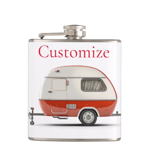 Klassieke Retro Teardrop Camper Thunder_Cove Heupfles (Voorkant)