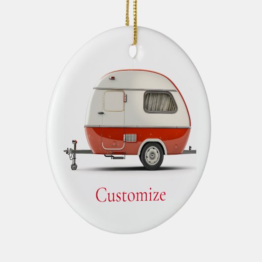 Klassieke Retro Teardrop Camper Thunder_Cove Keramisch Ornament (Rechts)