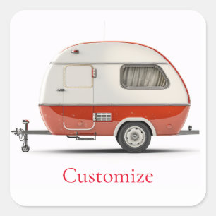 Klassieke Retro Teardrop Camper Thunder_Cove Vierkante Sticker
