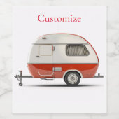 Klassieke Retro Teardrop Camper Thunder_Cove Wijn Etiket (Enkel label)