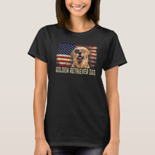 Klassieke Retro USA Vlag Golden Retriever Vader T-shirt