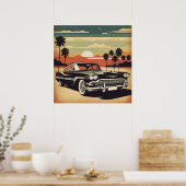 Klassieke retro vintage auto poster (Keuken)