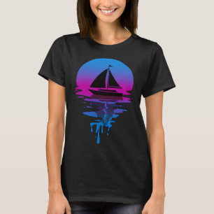 Klassieke Retro Zonsondergang Zeilen T-shirt