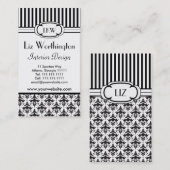 Klassieke Retro Zwart en Wit Parijs Stijl Visitekaartje (Voorkant / Achterkant)