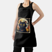 Klassieke Retro Zwarte Kat Halloween T-shirt Class Schort (Insitu)