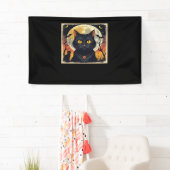 Klassieke Retro Zwarte Kat Halloween T-shirt Class Spandoek (Insitu)