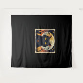 Klassieke Retro Zwarte Kat Halloween T-shirt Class Wandkleed (Voorkant (horizontaal))