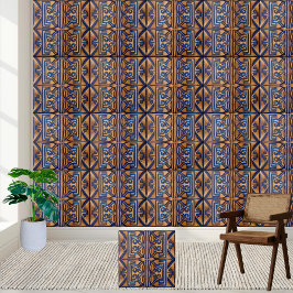 Klassieke Rich Blue en Gold Greek Key Pattern Tege Tegeltje