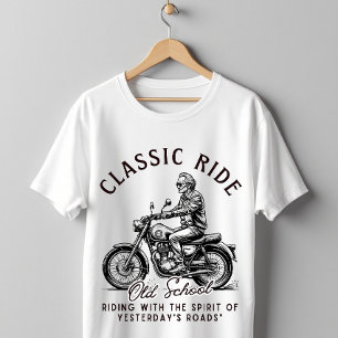 Klassieke rit oude school vintage motorfiets t-shirt