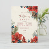 Klassieke Rode Amaryllis Vakantieviering Kaart (Staand voorkant)