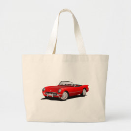 Klassieke rode auto grote tote bag