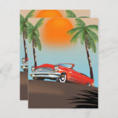  klassieke rode auto in het paradijs (Voorkant / Achterkant)