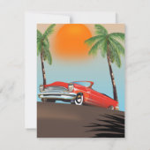  klassieke rode auto in het paradijs (Achterkant)